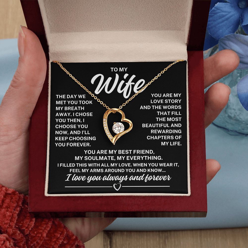To My Wife "The day we met..." Forever Love Necklace With Lighted Luxury Box