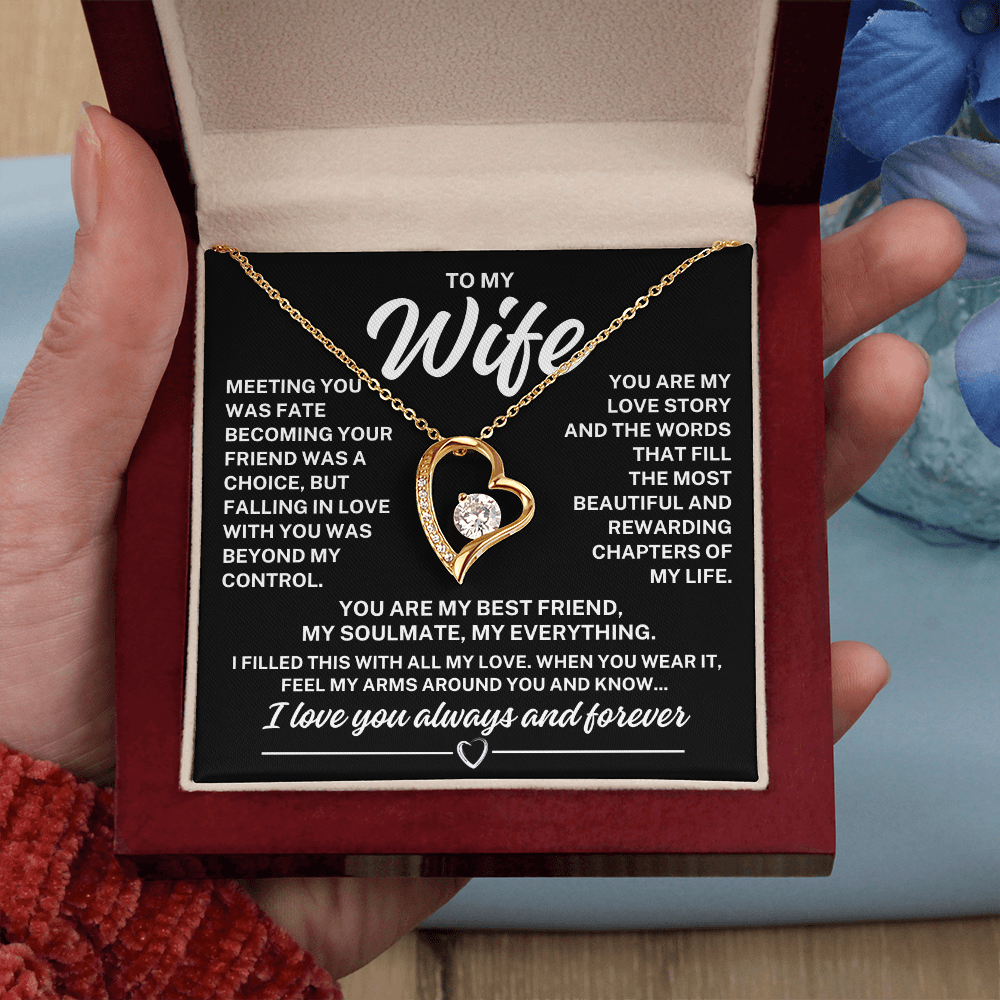 To My Wife "Meeting you..." Forever Love Necklace With Lighted Luxury Box