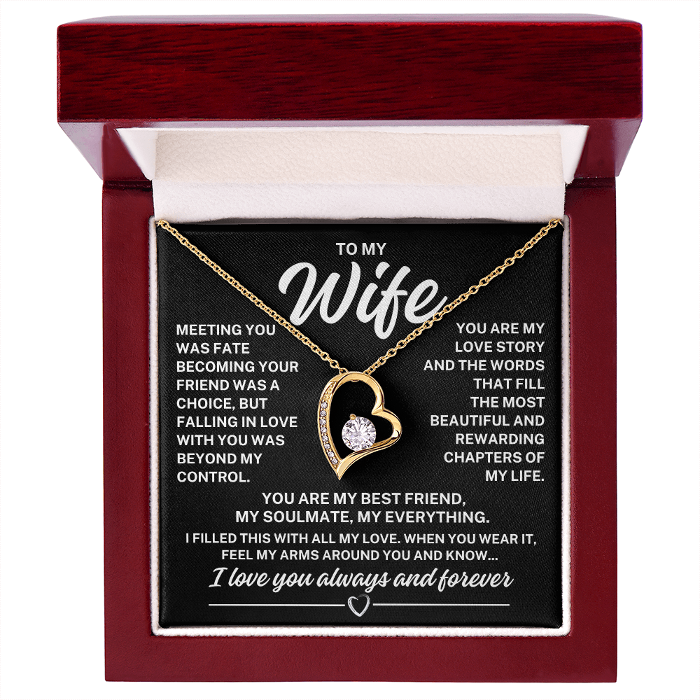 To My Wife "Meeting you..." Forever Love Necklace With Lighted Luxury Box