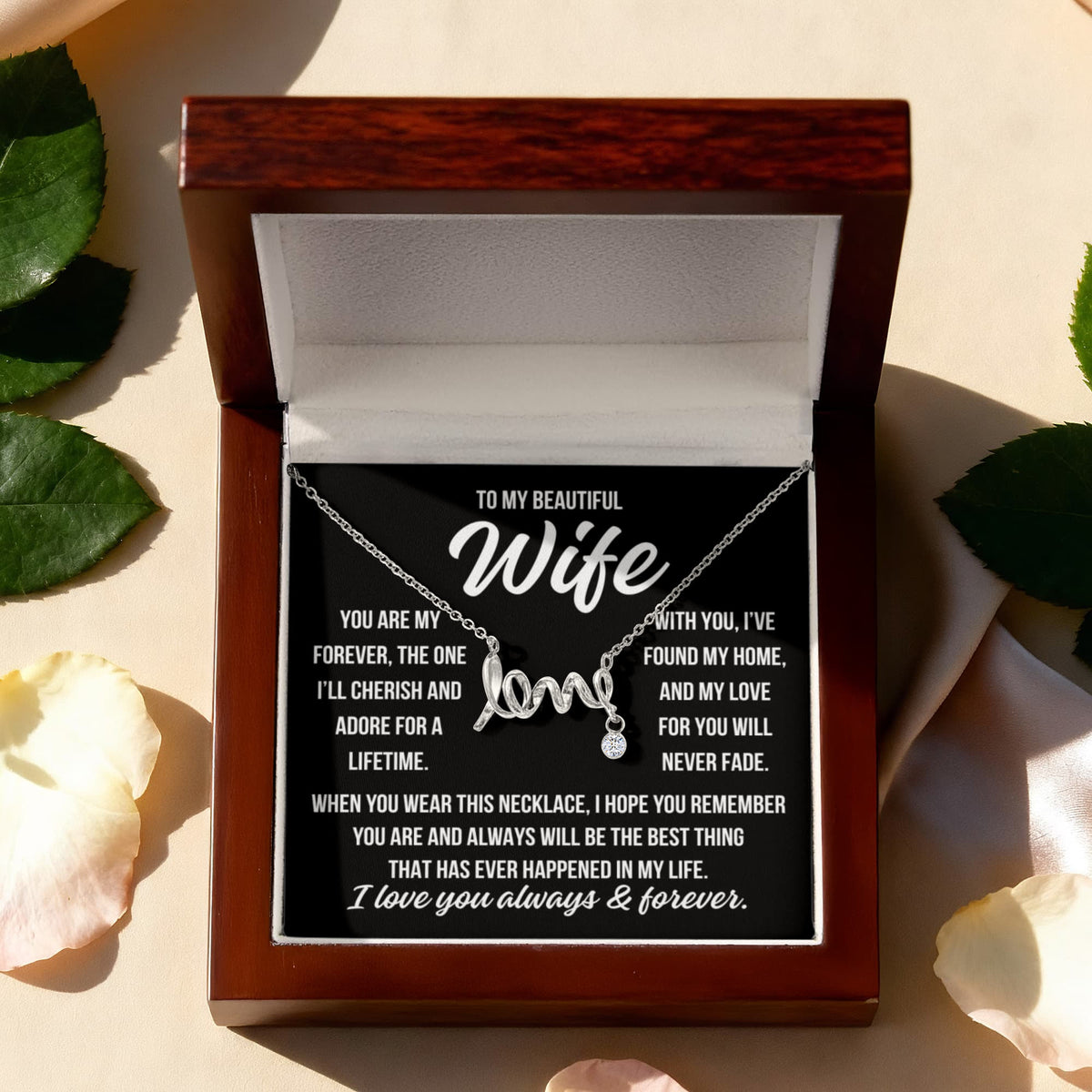 To My Wife "You are my..." Love Ribbon Pendant Necklace With Charm