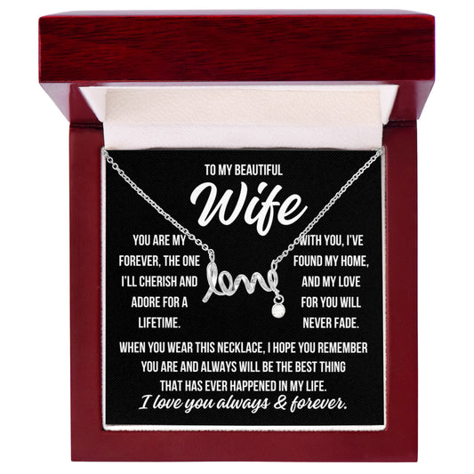 To My Wife "You are my..." Love Ribbon Pendant Necklace With Charm