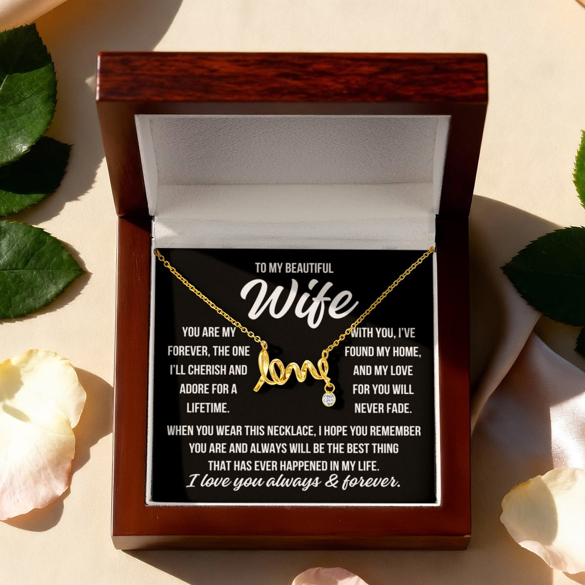 To My Wife "You are my..." Love Ribbon Pendant Necklace With Charm