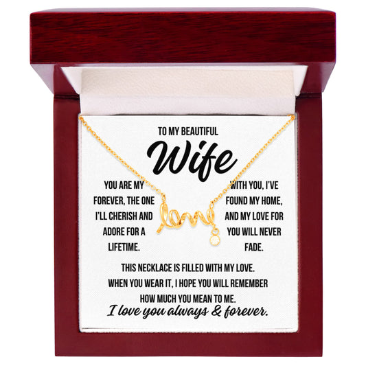 To My Wife "You are my forever..." Love Ribbon Pendant Necklace With Charm