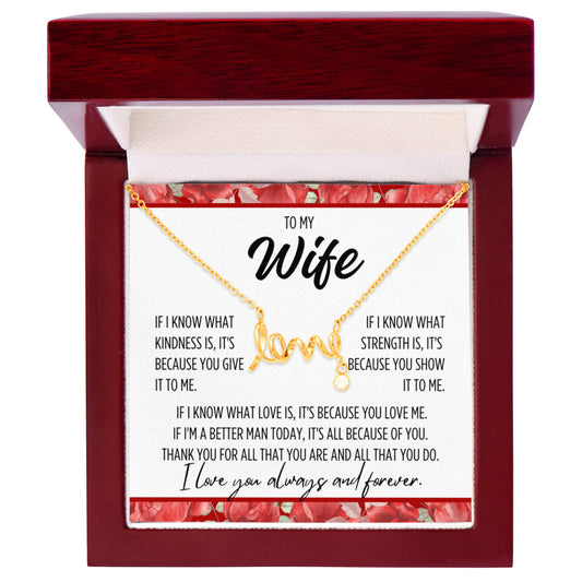 To My Wife "If I know..." Love Ribbon Pendant Necklace With Charm
