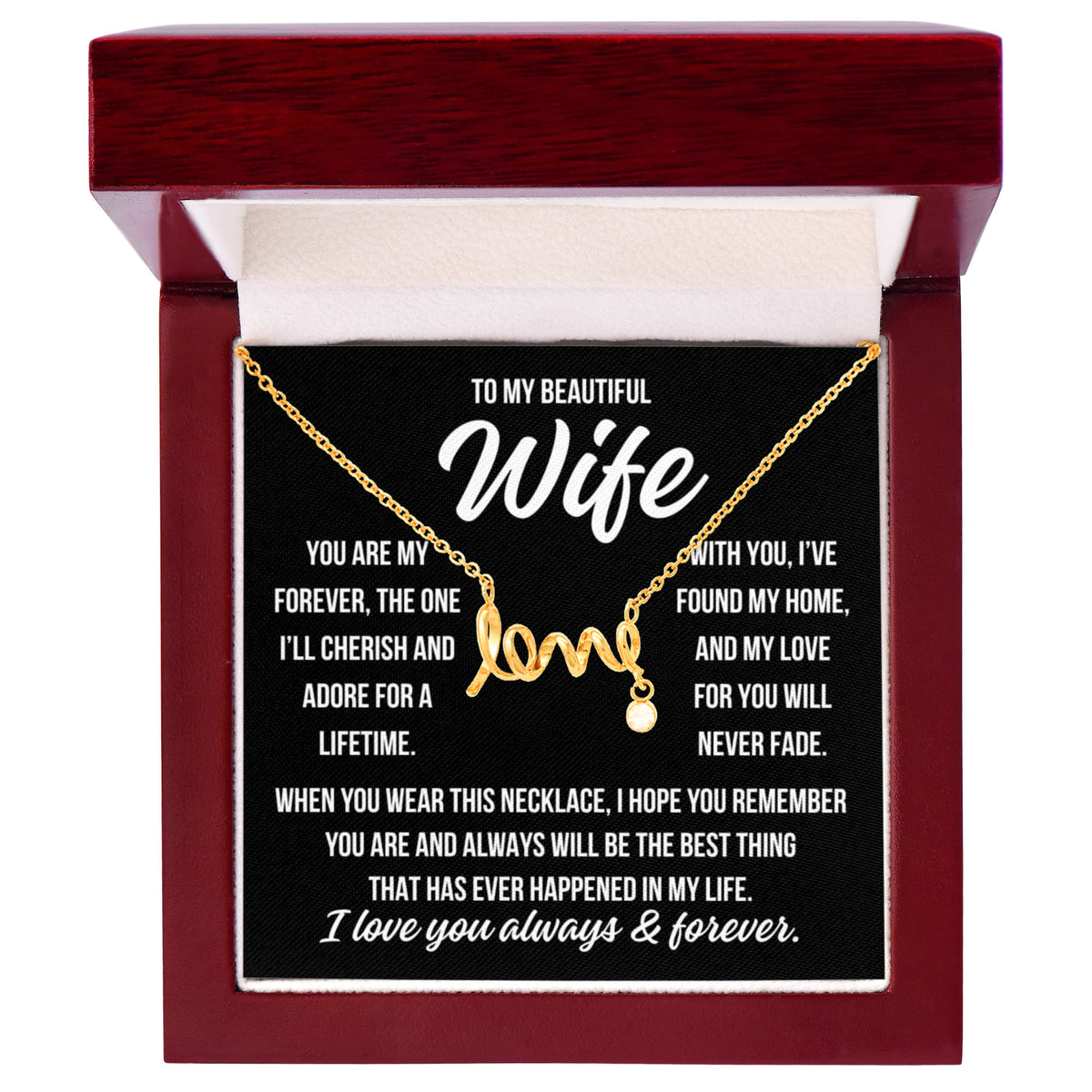 To My Wife "You are my..." Love Ribbon Pendant Necklace With Charm