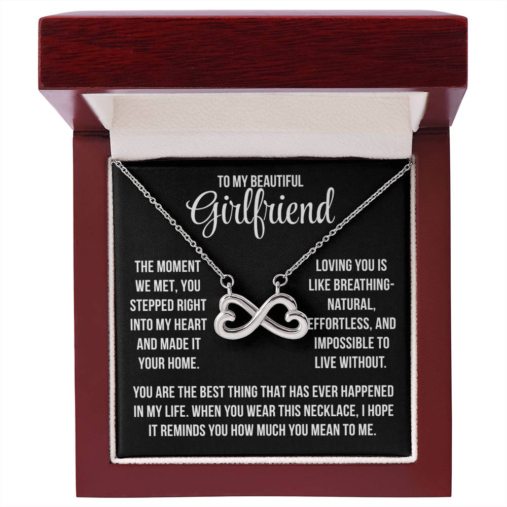 To My Beautiful Girlfriend "The moment we met..." Infinity Love Hearts Necklace