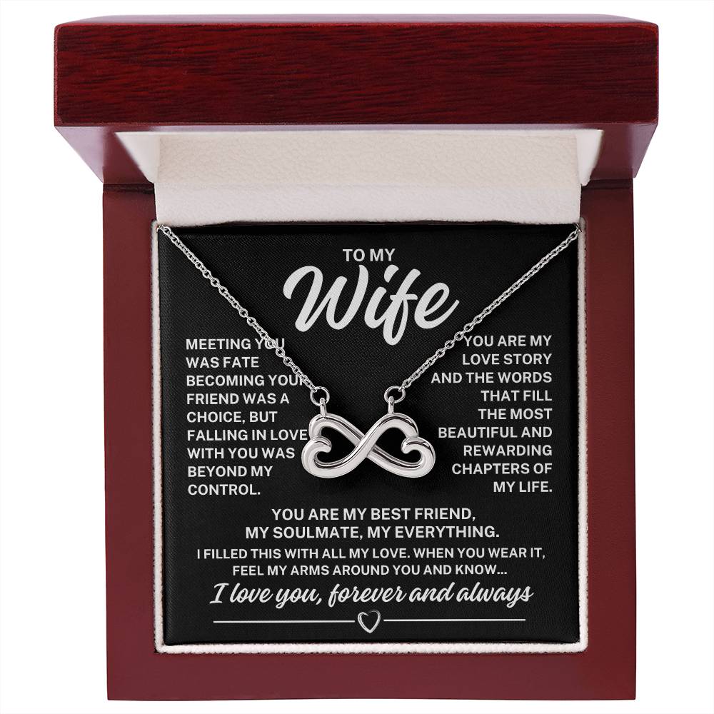 To My Wife "Meeting you..." Infinity Love Hearts Necklace