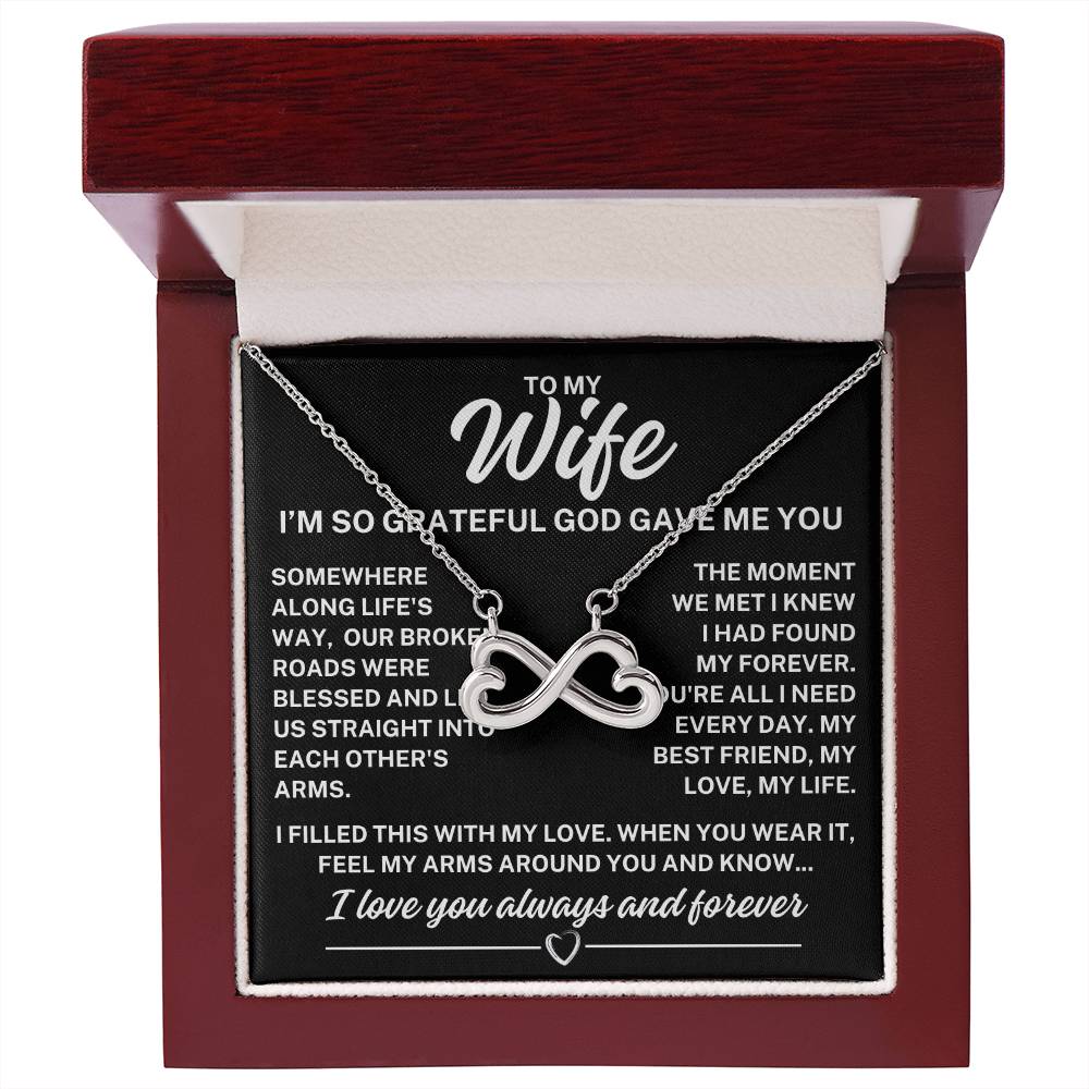To My Wife "I'm so grateful..." Infinity Love Hearts Necklace