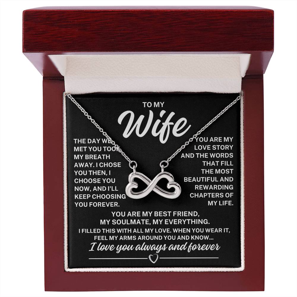 To My Wife "The day we met..." Infinity Love Hearts Necklace