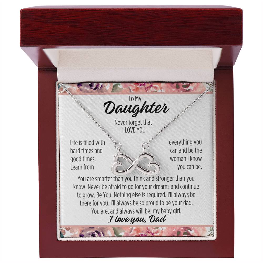 To My Beautiful Daughter "Never forget..." Infinity Love Hearts Necklace