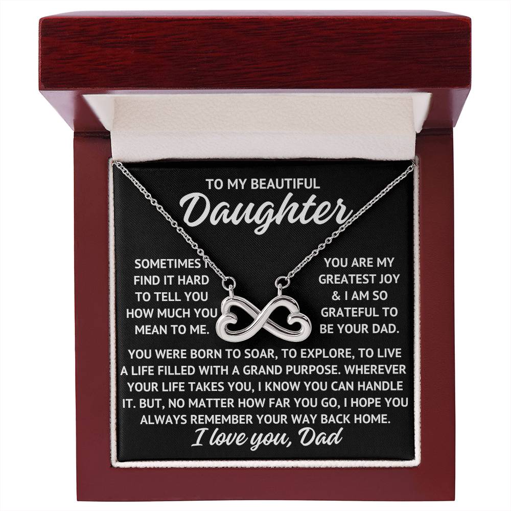 To My Beautiful Daughter "You are my greatest..." Infinity Love Hearts Necklace