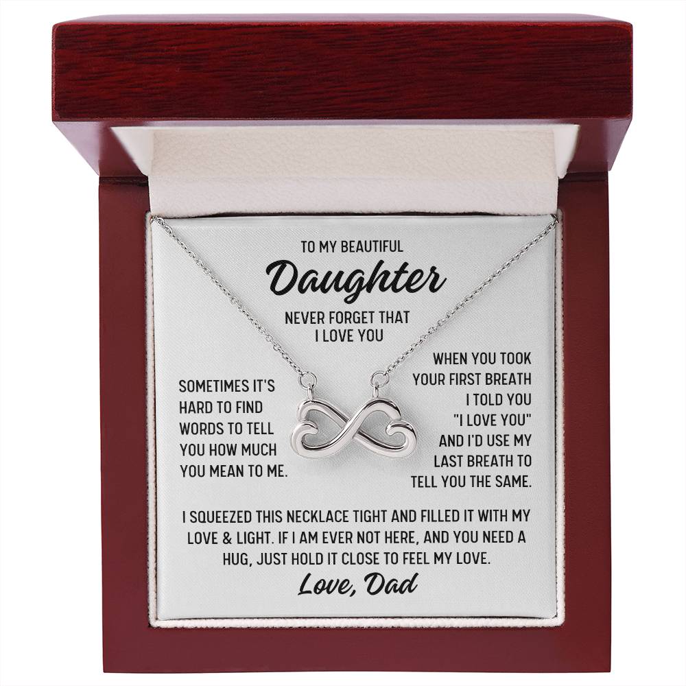 To My Beautiful Daughter "When you..." Infinity Love Hearts Necklace