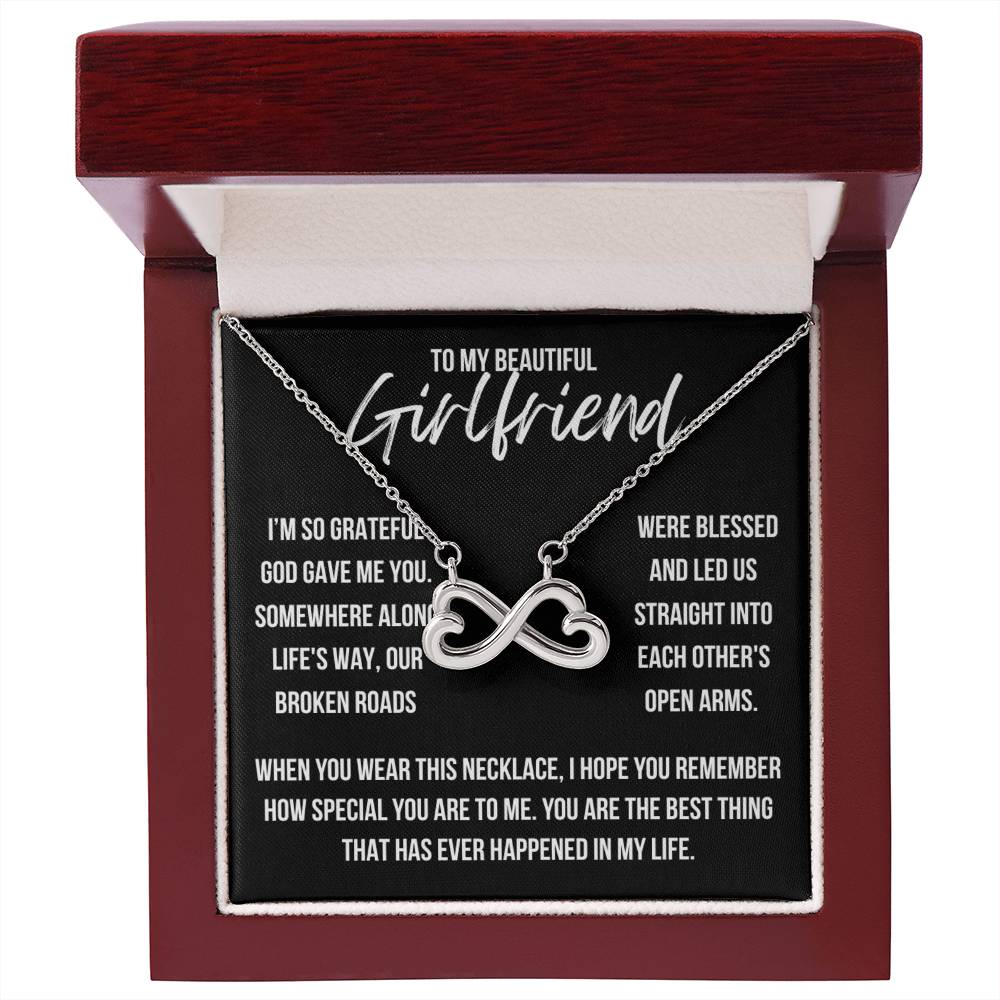 To My Beautiful Girlfriend "I'm so grateful..." Infinity Love Hearts Necklace
