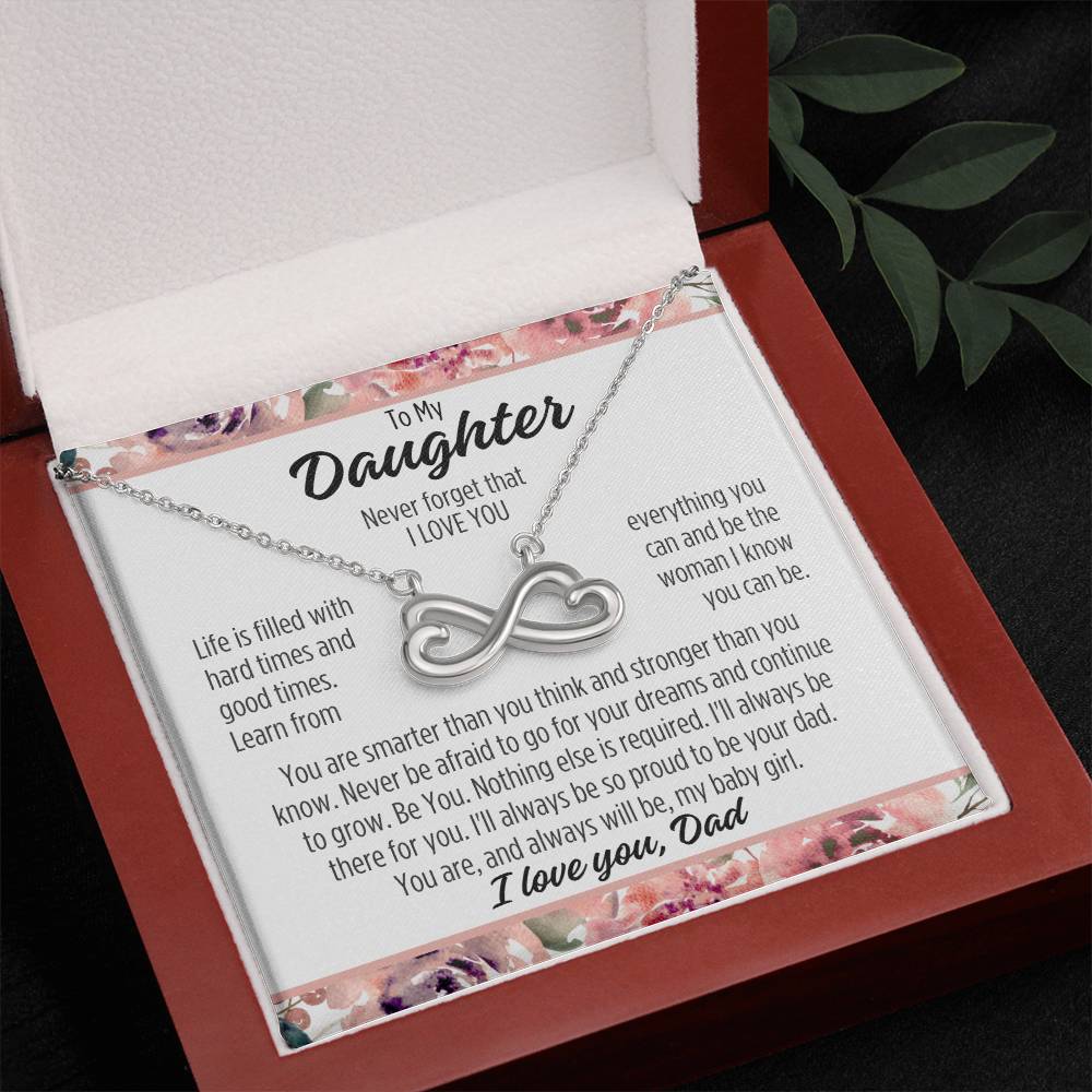 To My Beautiful Daughter "Never forget..." Infinity Love Hearts Necklace, view 2