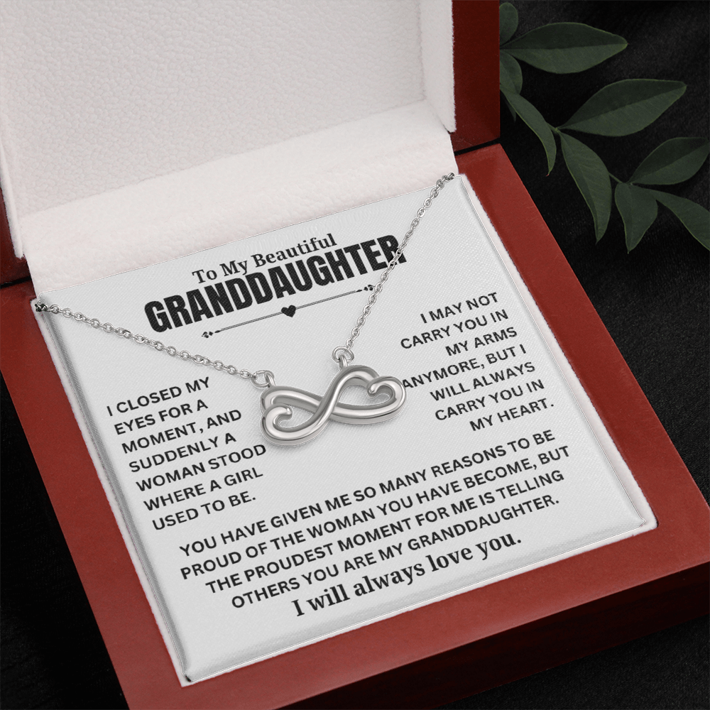 To My Beautiful Granddaughter "You have given me..." Infinity Love Hearts Necklace, view 2