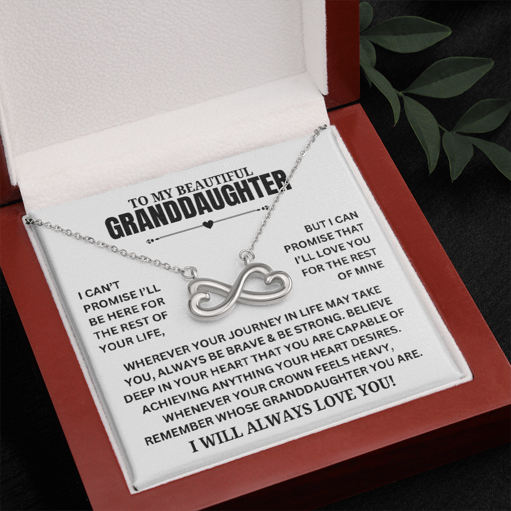 To My Beautiful Granddaughter "Wherever your journey..." Infinity Love Hearts Necklace, view 2