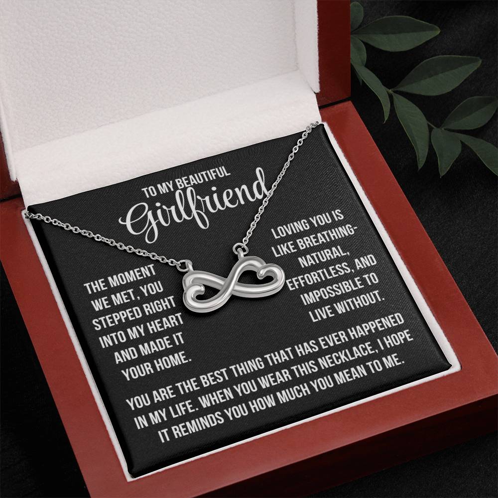 To My Beautiful Girlfriend "The moment we met..." Infinity Love Hearts Necklace, view 2