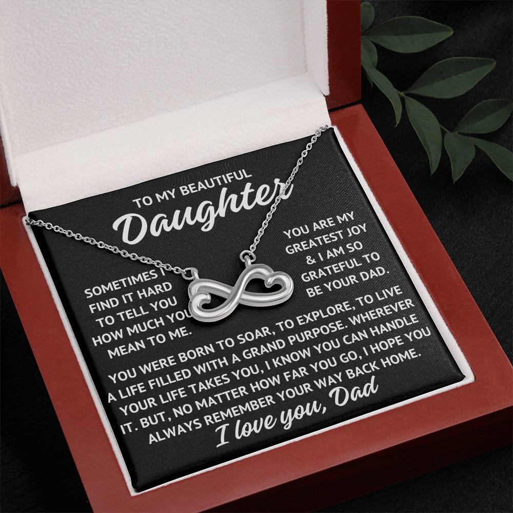 To My Beautiful Daughter "You are my greatest..." Infinity Love Hearts Necklace, view 2