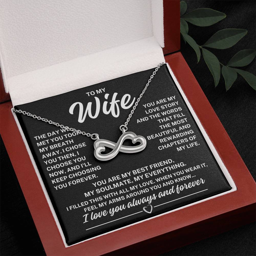 To My Wife "The day we met..." Infinity Love Hearts Necklace, view 2