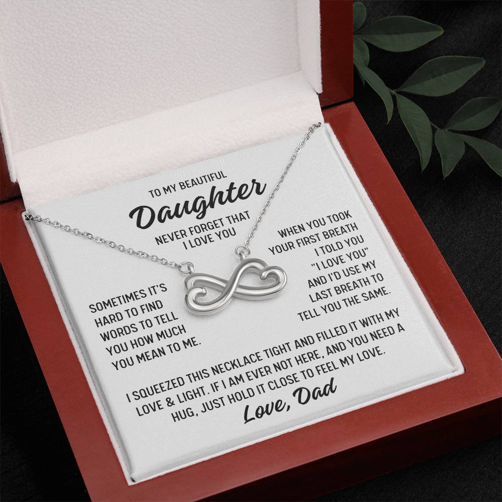 To My Beautiful Daughter "When you..." Infinity Love Hearts Necklace, view 2