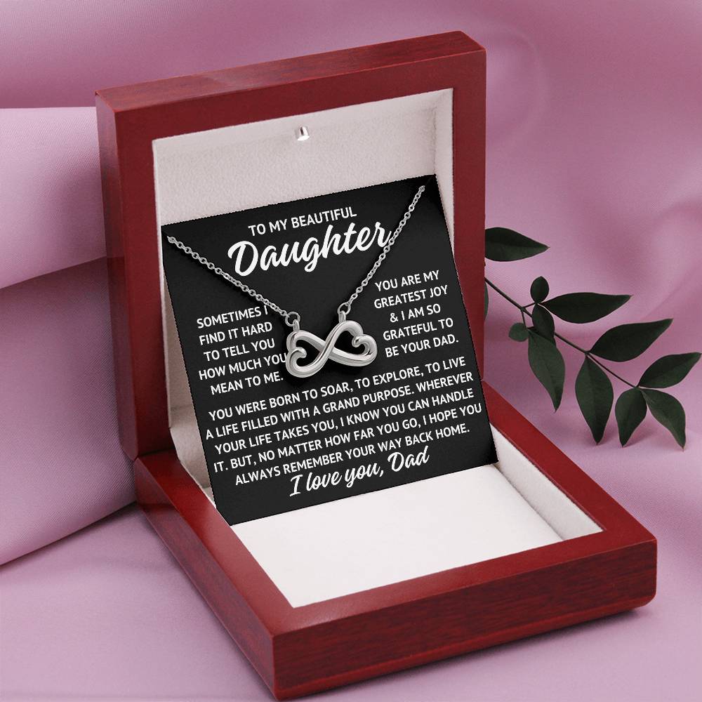 To My Beautiful Daughter "You are my greatest..." Infinity Love Hearts Necklace, view 4