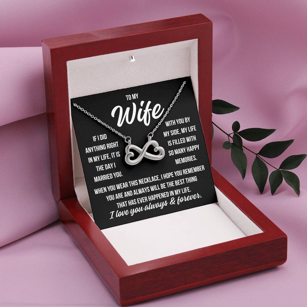 To My Wife "If I did anything right..." Infinity Love Hearts Necklace, view 4