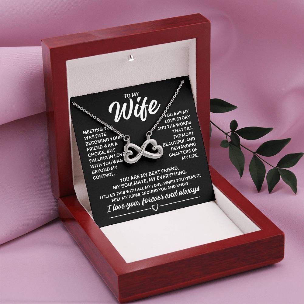 To My Wife "Meeting you..." Infinity Love Hearts Necklace, view 5