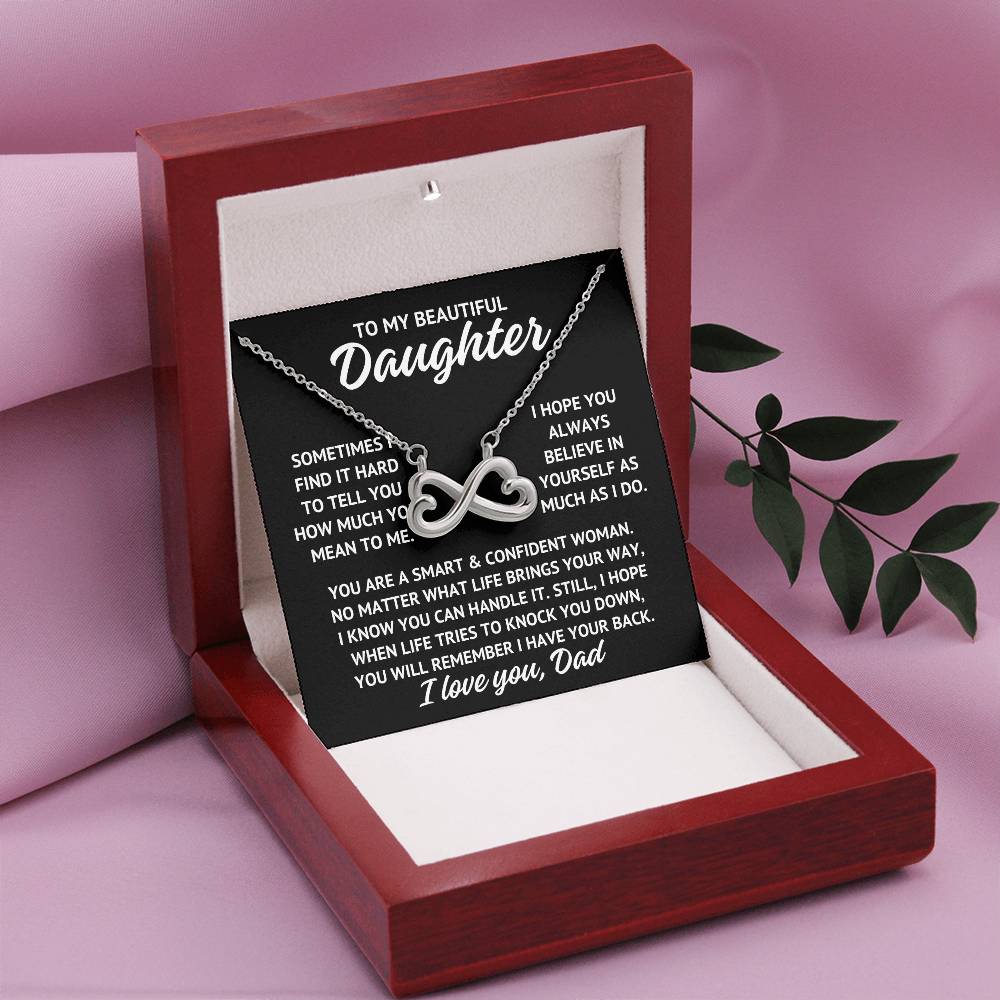 To My Beautiful Daughter "I hope you..." Infinity Love Hearts Necklace, view 3