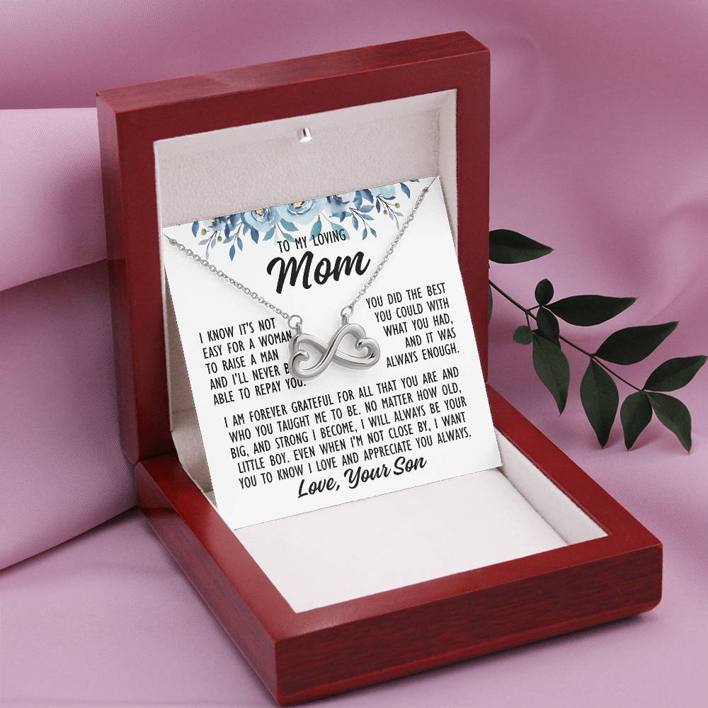 To My Loving Mom "I know it's not easy..." Infinity Love Hearts Necklace, view 5