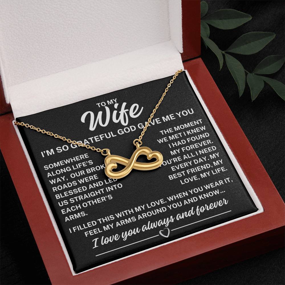 To My Wife "I'm so grateful..." Infinity Love Hearts Necklace, view 4