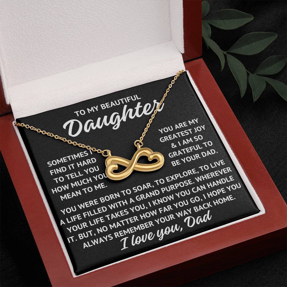 To My Beautiful Daughter "You are my greatest..." Infinity Love Hearts Necklace, view 3