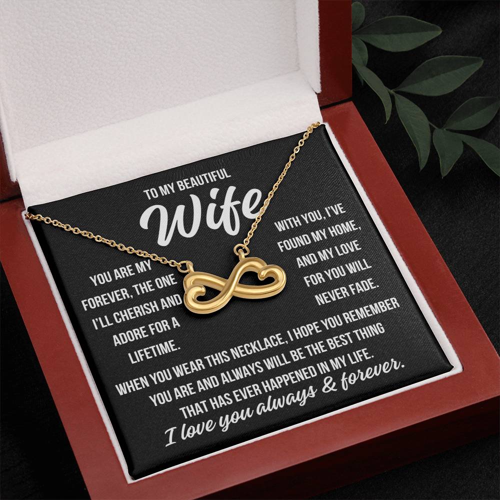 To My Beautiful Wife "You are my forever..." Infinity Love Hearts Necklace, view 4