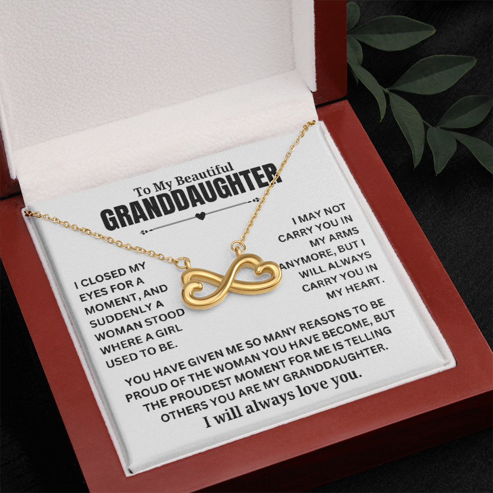 To My Beautiful Granddaughter "You have given me..." Infinity Love Hearts Necklace, view 4