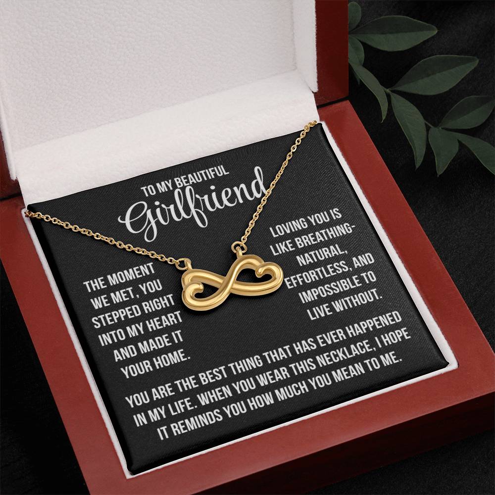 To My Beautiful Girlfriend "The moment we met..." Infinity Love Hearts Necklace, view 4
