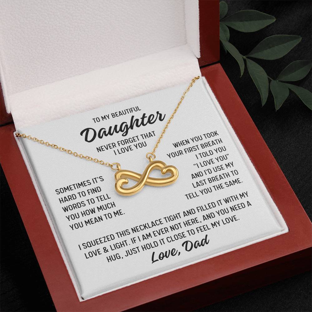 To My Beautiful Daughter "When you..." Infinity Love Hearts Necklace, view 4