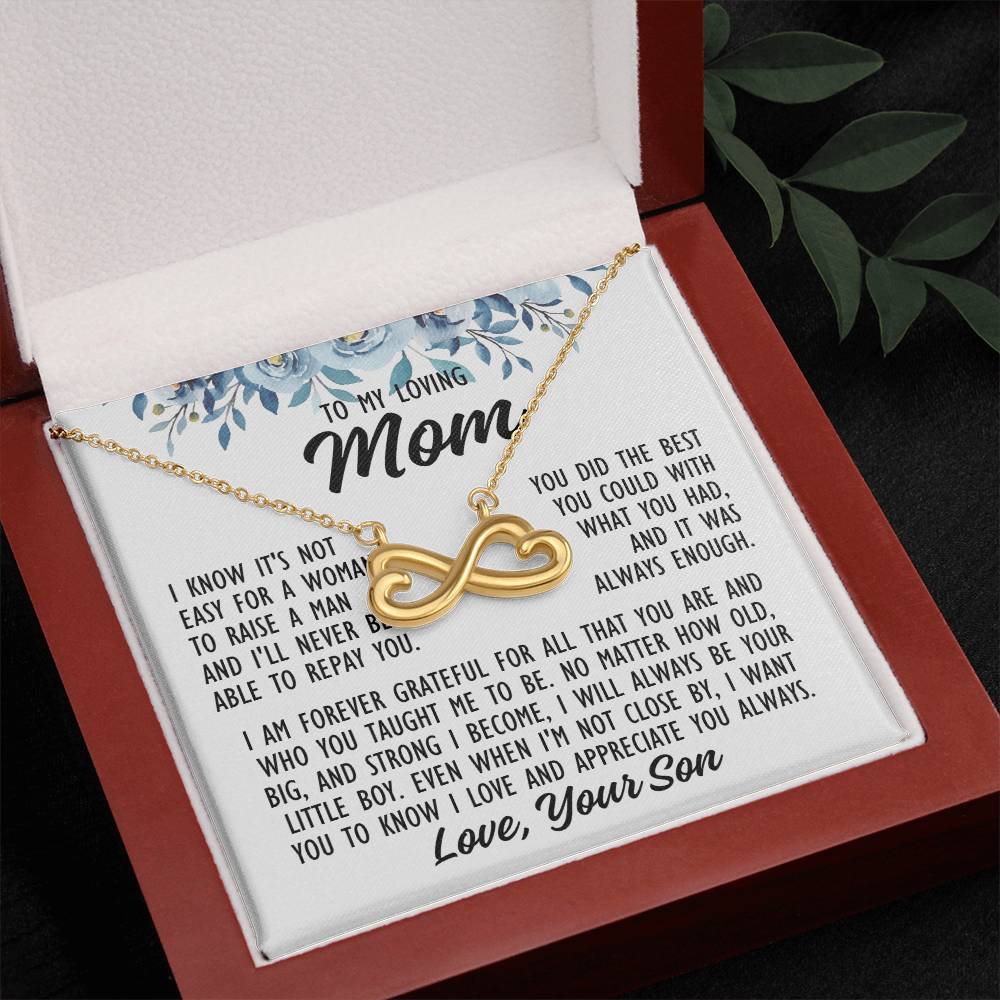 To My Loving Mom "I know it's not easy..." Infinity Love Hearts Necklace, view 4