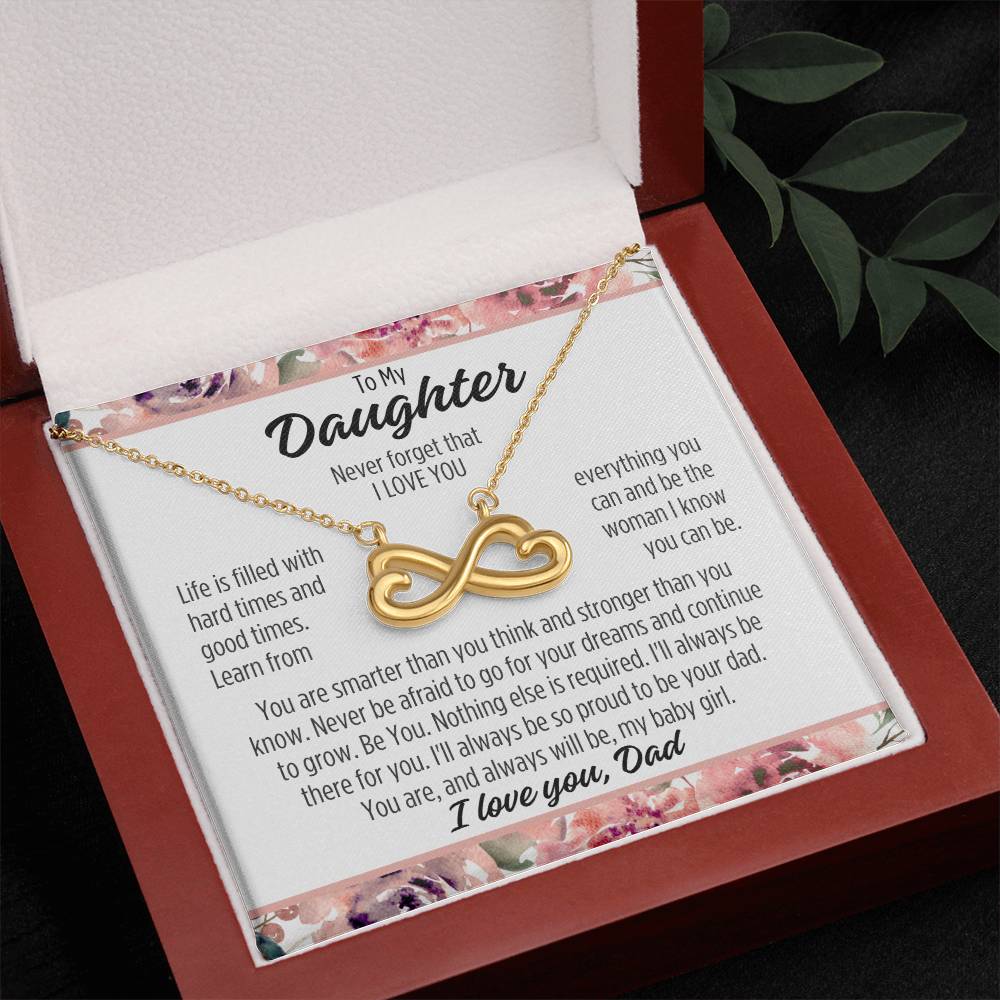 To My Beautiful Daughter "Never forget..." Infinity Love Hearts Necklace, view 4