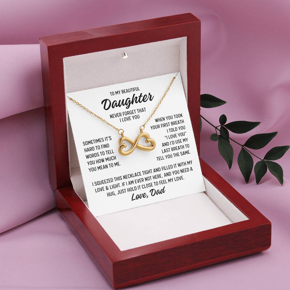 To My Beautiful Daughter "When you..." Infinity Love Hearts Necklace, view 6