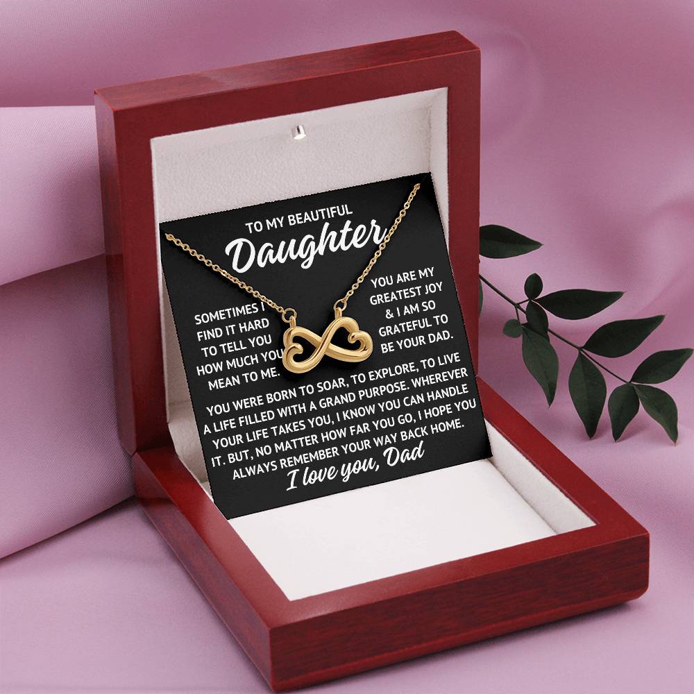 To My Beautiful Daughter "You are my greatest..." Infinity Love Hearts Necklace, view 5