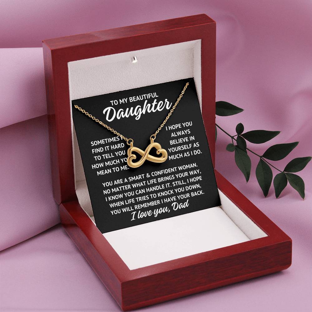 To My Beautiful Daughter "I hope you..." Infinity Love Hearts Necklace, view 4