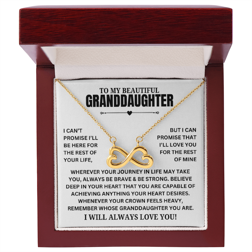 To My Beautiful Granddaughter "Wherever your journey..." Infinity Love Hearts Necklace, view 3