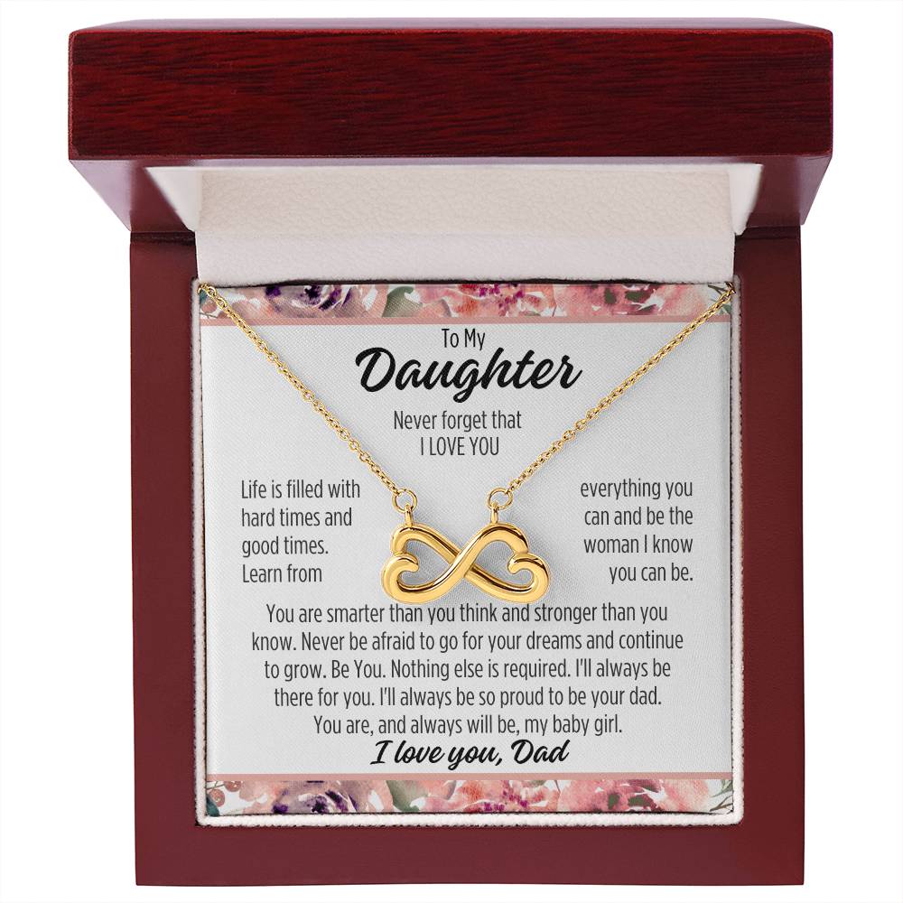 To My Beautiful Daughter "Never forget..." Infinity Love Hearts Necklace, view 3