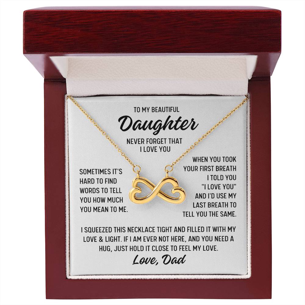 To My Beautiful Daughter "When you..." Infinity Love Hearts Necklace, view 3