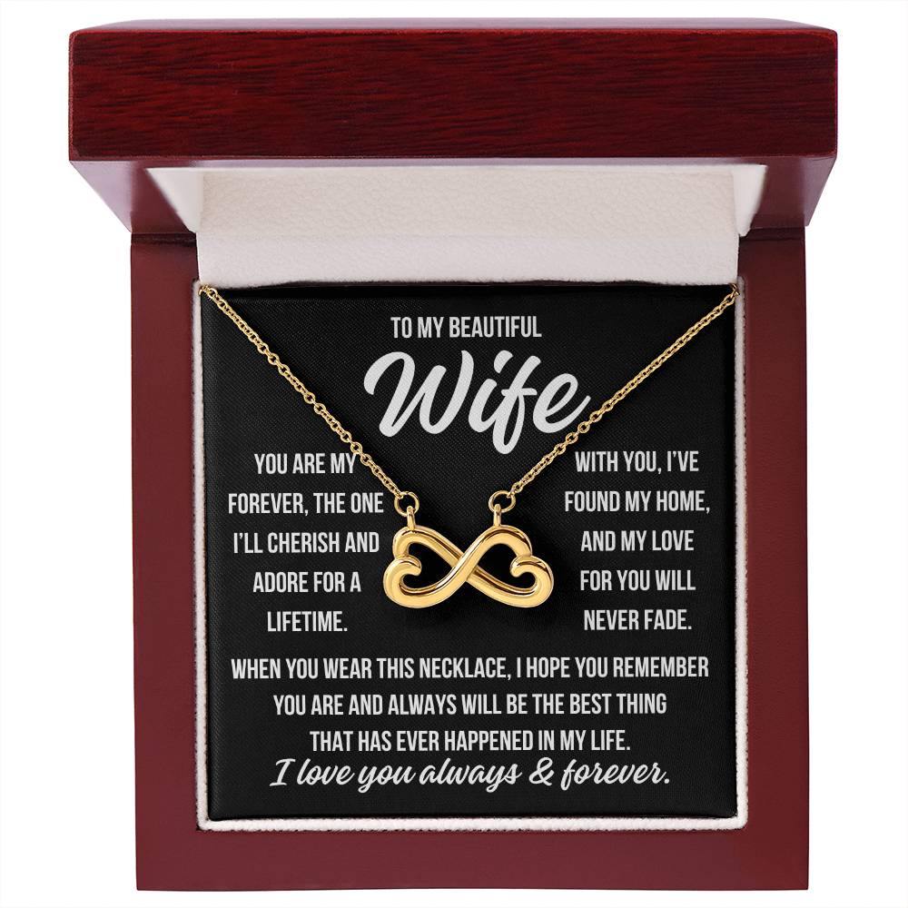 To My Beautiful Wife "You are my forever..." Infinity Love Hearts Necklace, view 3