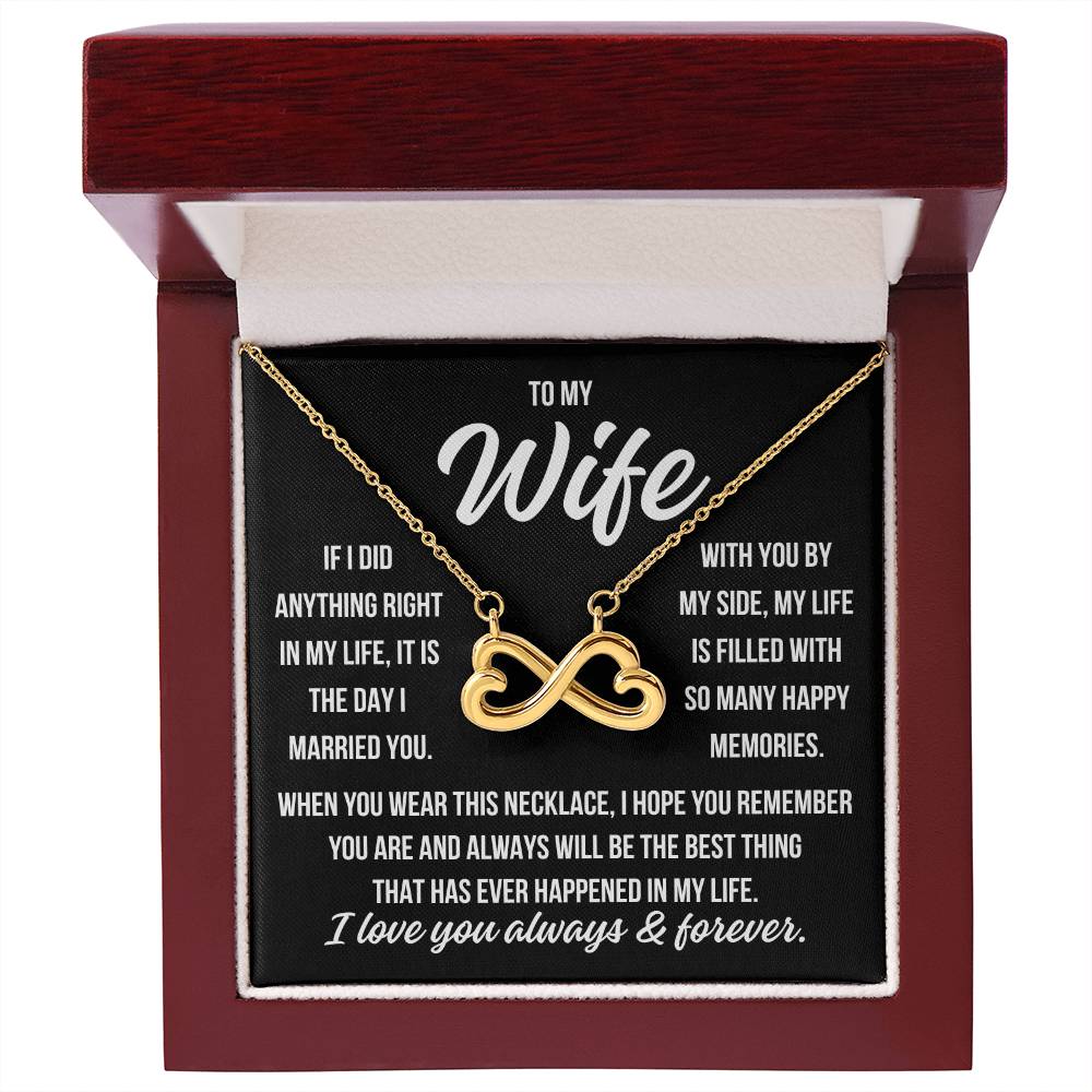 To My Wife "If I did anything right..." Infinity Love Hearts Necklace, view 3