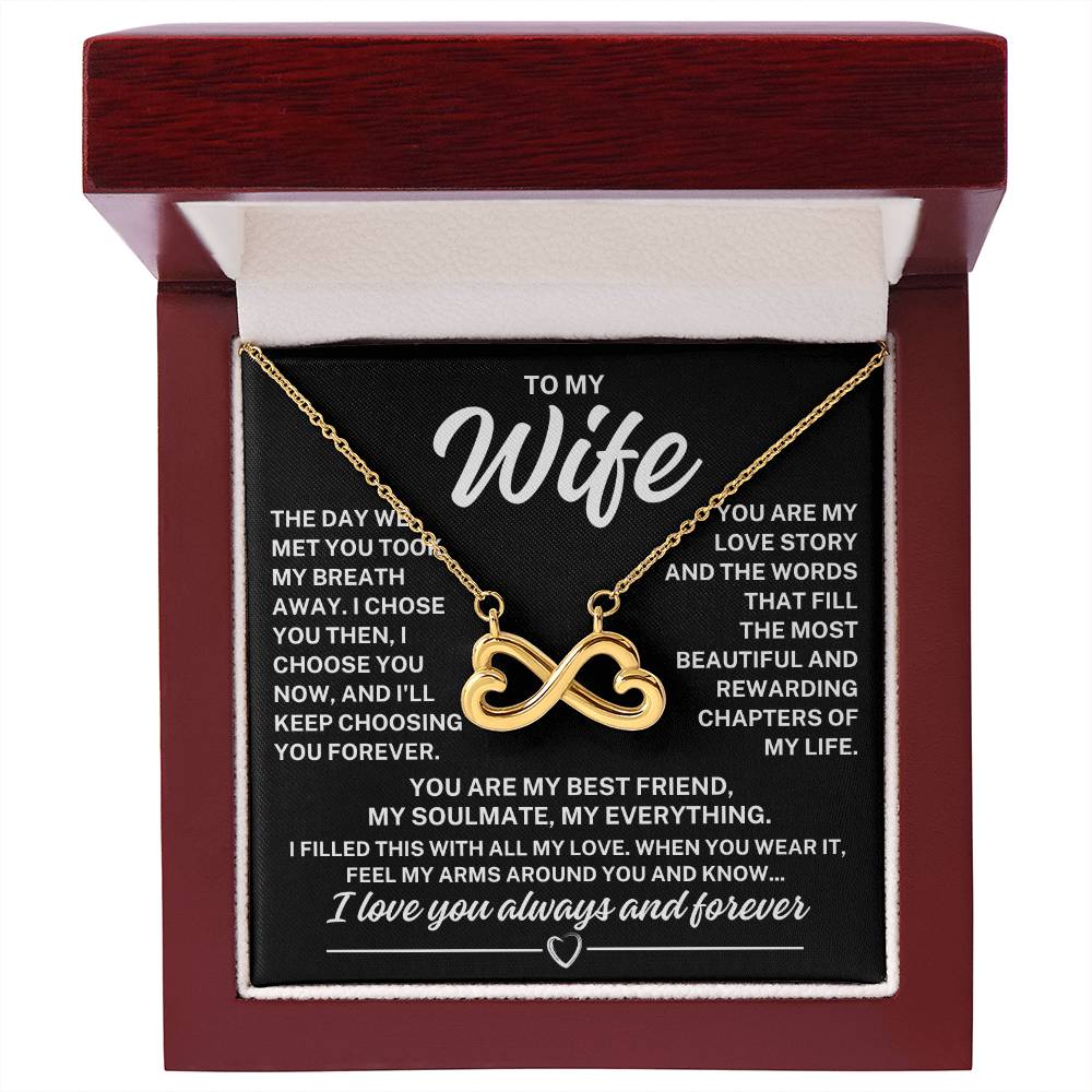 To My Wife "The day we met..." Infinity Love Hearts Necklace, view 3