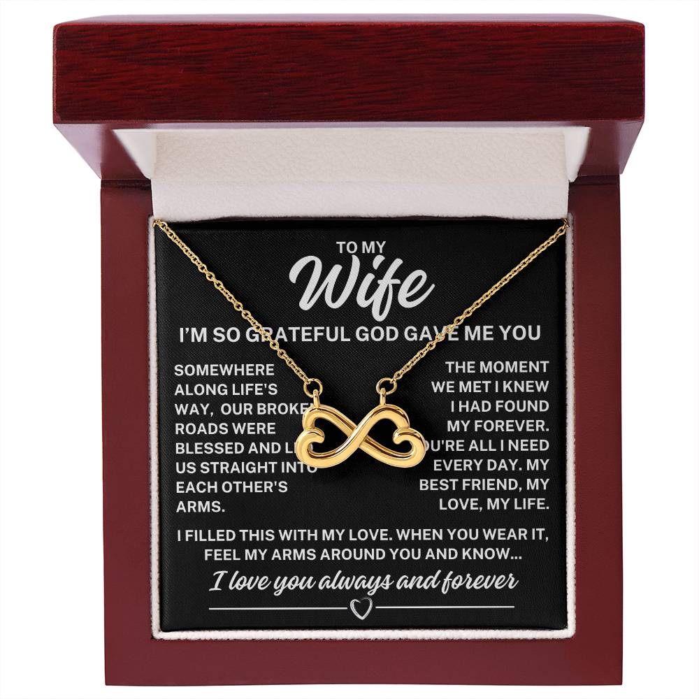 To My Wife "I'm so grateful..." Infinity Love Hearts Necklace, view 3