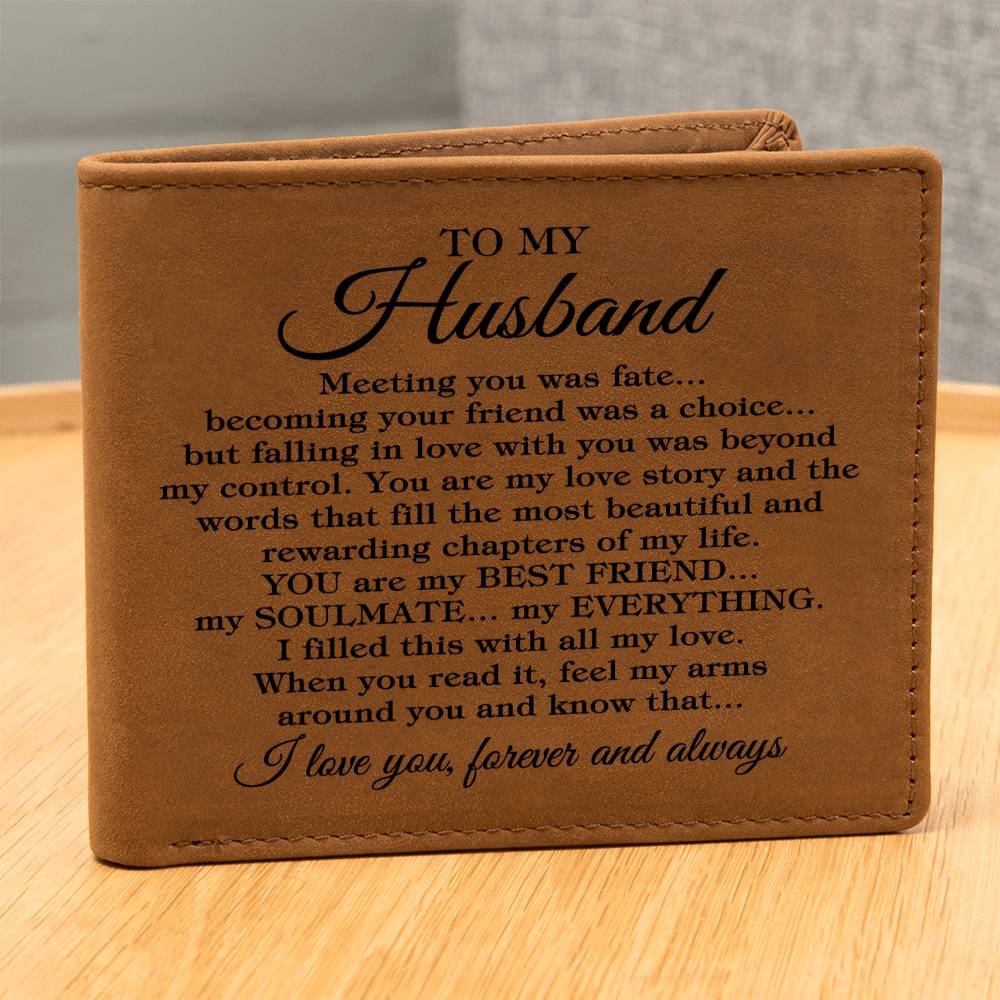 To My Husband "Meeting you was..." Genuine Premium Leather Wallet