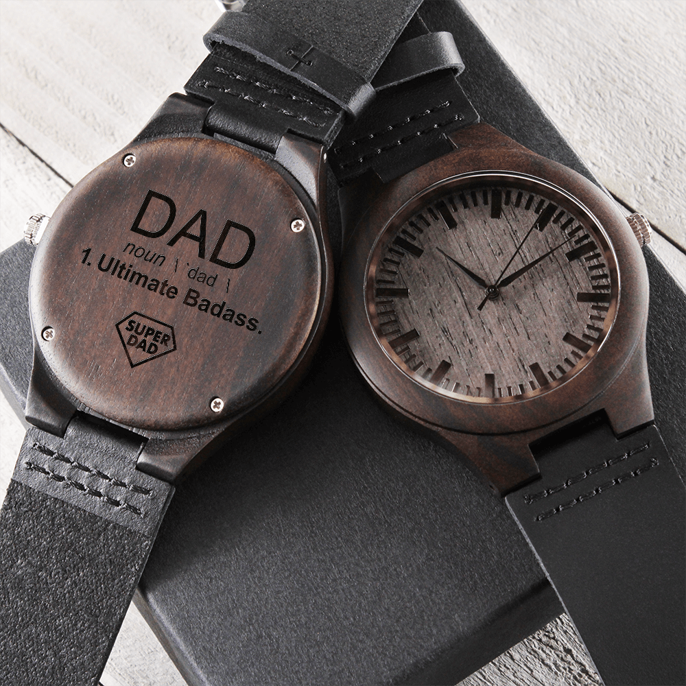 To DAD Ultimate Badass Wooden Watch Engraved Back