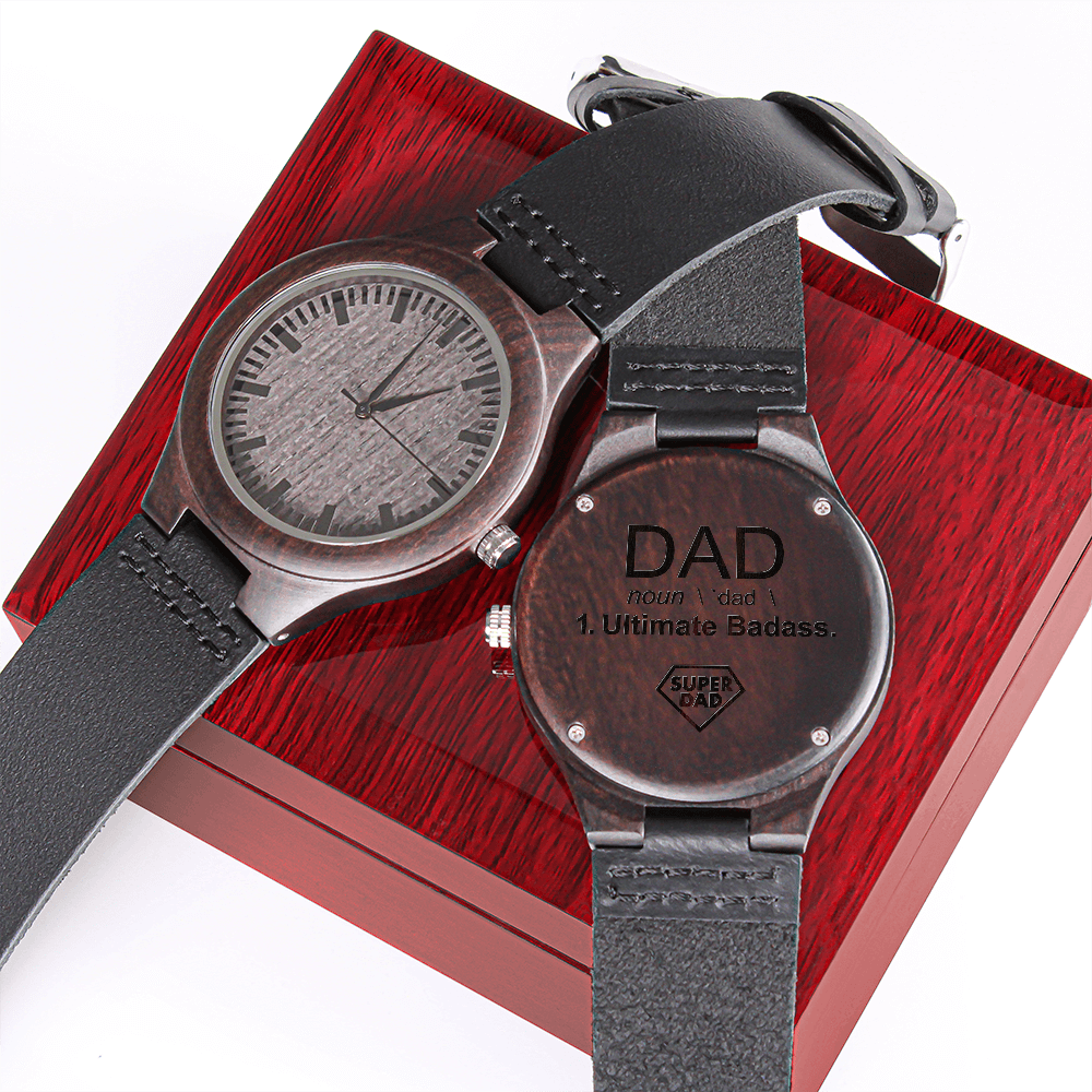 To DAD Ultimate Badass Wooden Watch Engraved Back